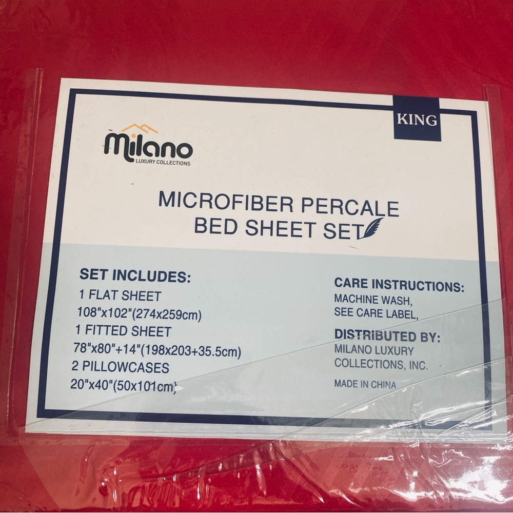 Milano LUXURY COLLECTIONS MICROFIBER PERCALE kING BED SHEET SET